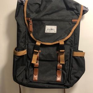 Grey and brown backpack